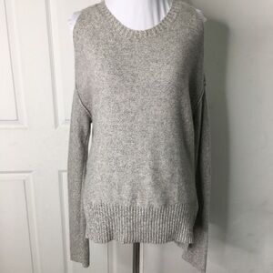Tess Giberson Gray Cold Shoulder Sweater Top Size Small 100% Cashmere